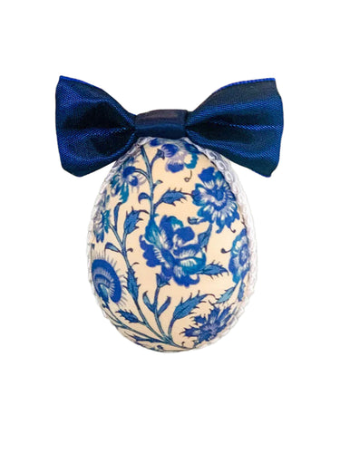 Delft Dutch Blue Easter Egg - Blue Bow - A Bauble Affair