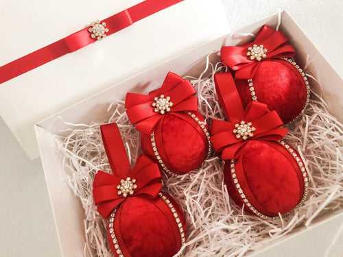 Red Baubles - Set Of 4 - A Bauble Affair