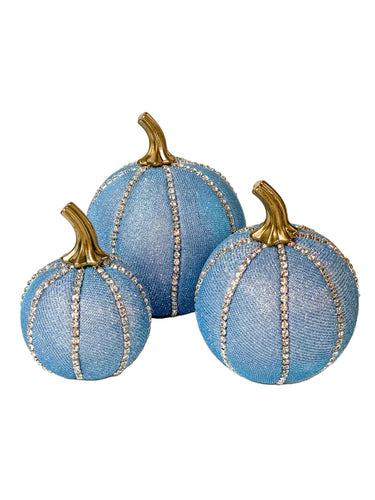 Sparkly Blue Pumpkin Decoration - A Bauble Affair