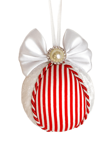 Pin Stripe Candy Cane White & Red Baubles - A Bauble Affair