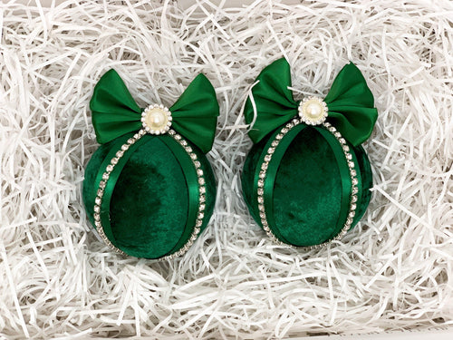 Emerald Green Baubles - Set Of 2 - A Bauble Affair