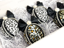 Load image into Gallery viewer, Snow Leopard &amp; Cheetah Print Baubles - Set Of 4 - A Bauble Affair
