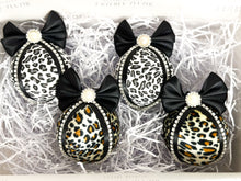 Load image into Gallery viewer, Snow Leopard &amp; Cheetah Print Baubles - Set Of 4 - A Bauble Affair
