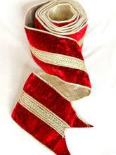 Load image into Gallery viewer, Luxury Red &amp; Gold Wired Wide Ribbon 4 Inch
