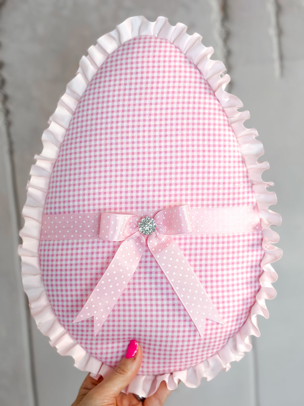 Pink Gingham Easter Egg Wreath Attachment