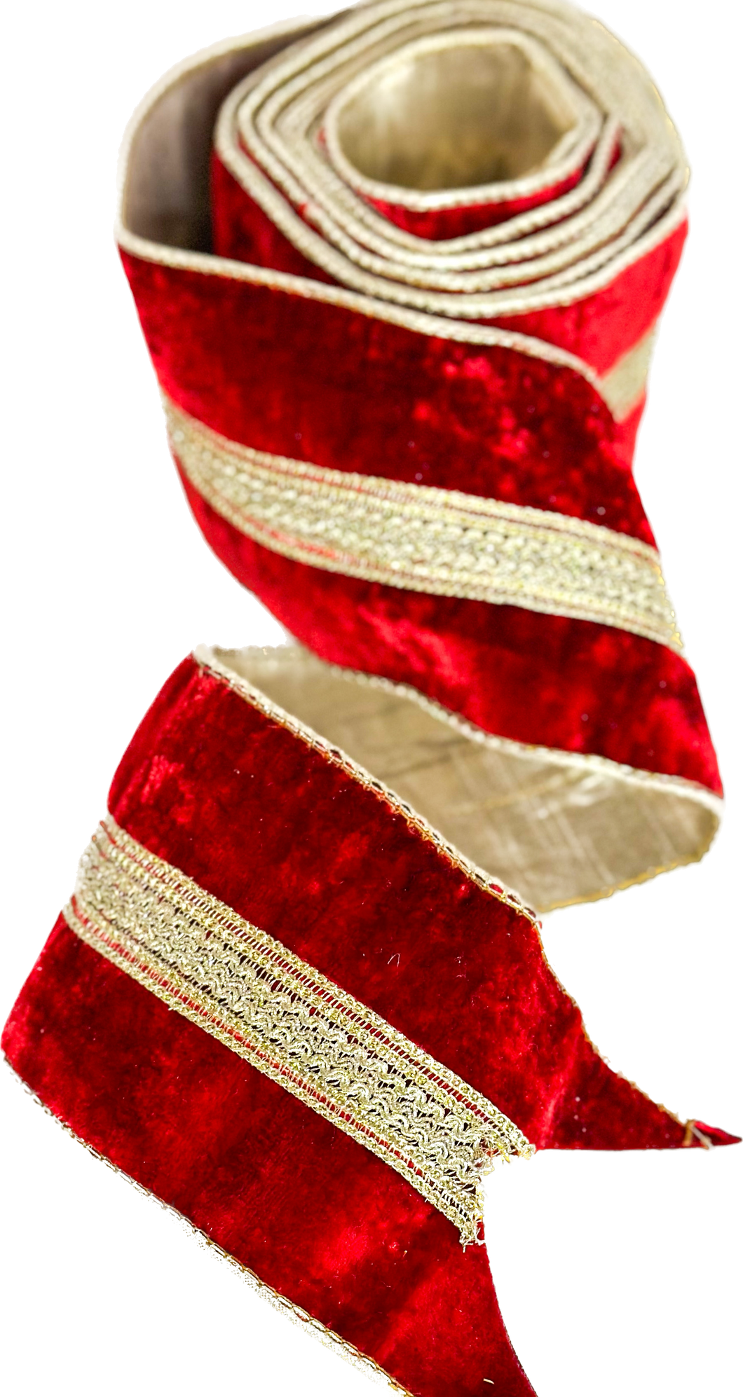 Luxury Red & Gold Wired Wide Ribbon 4 Inch