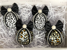 Load image into Gallery viewer, Snow Leopard &amp; Cheetah Print Baubles - Set Of 4 - A Bauble Affair
