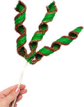 Load image into Gallery viewer, Green &amp; Red Tinsel Curly Picks 16 Inch
