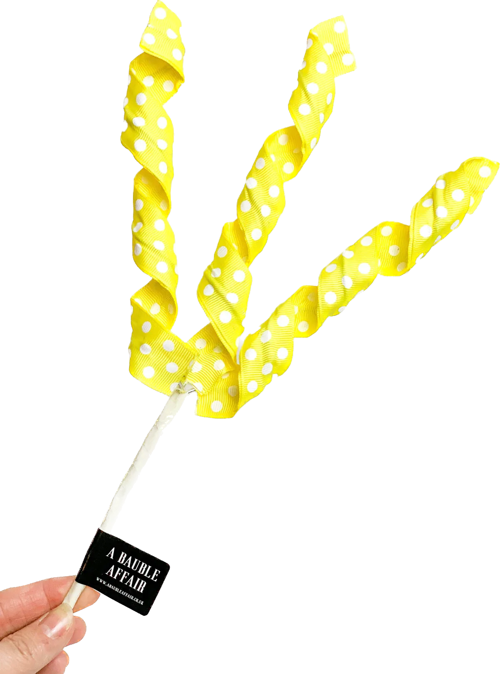 Yellow & White Polka Dot Curly Picks 16 Inch