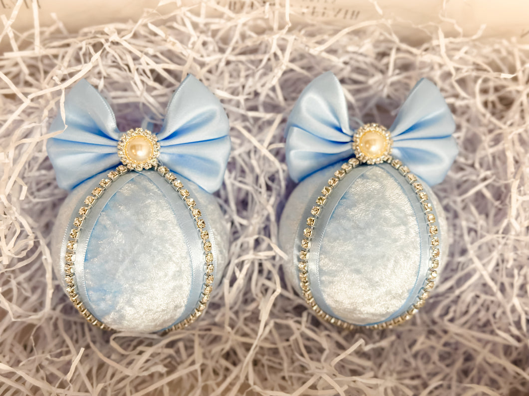 Pastel Blue Baubles - Set Of 2 - A Bauble Affair