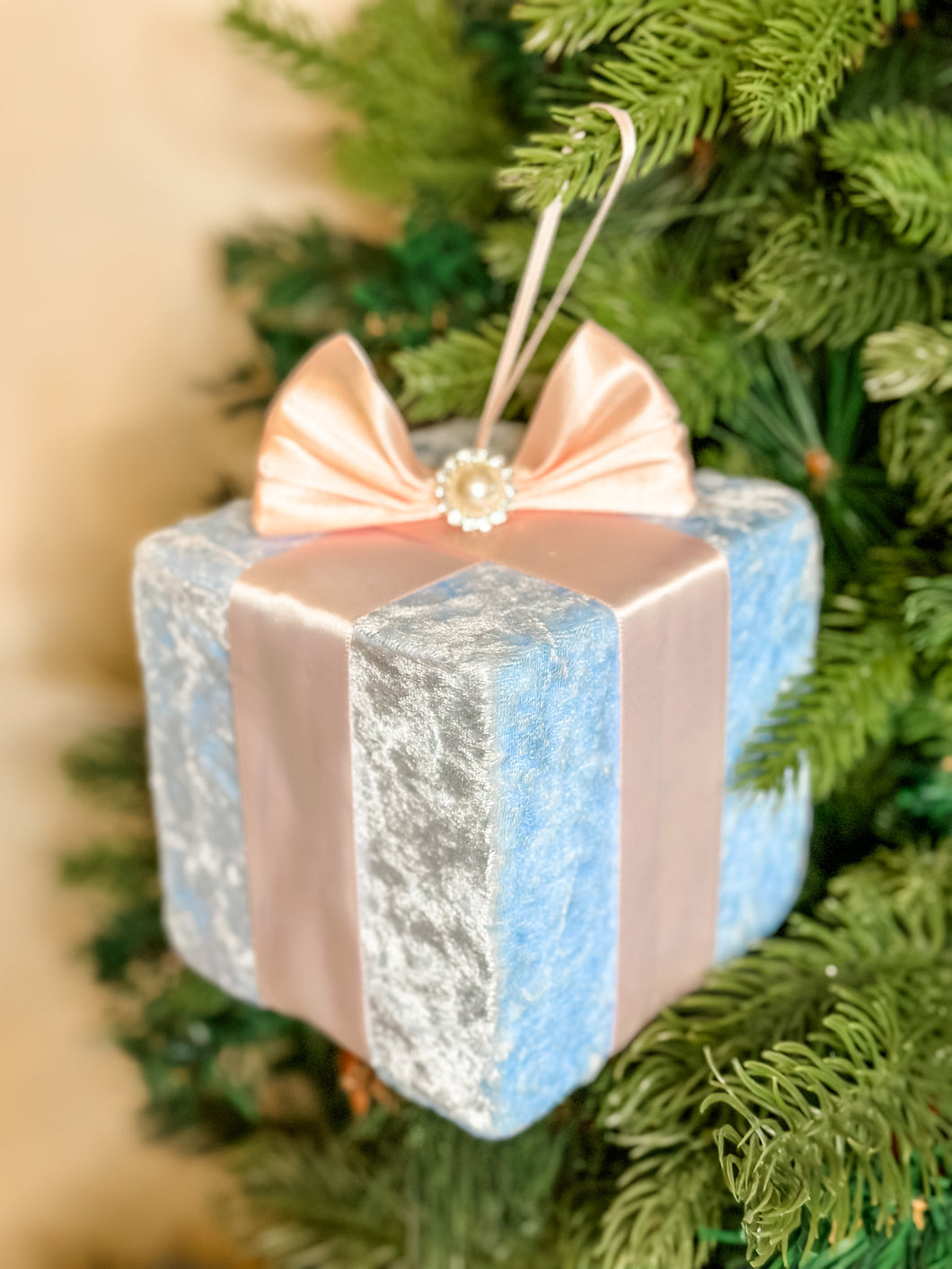 Pastel Blue Candy Cane Present Decorations