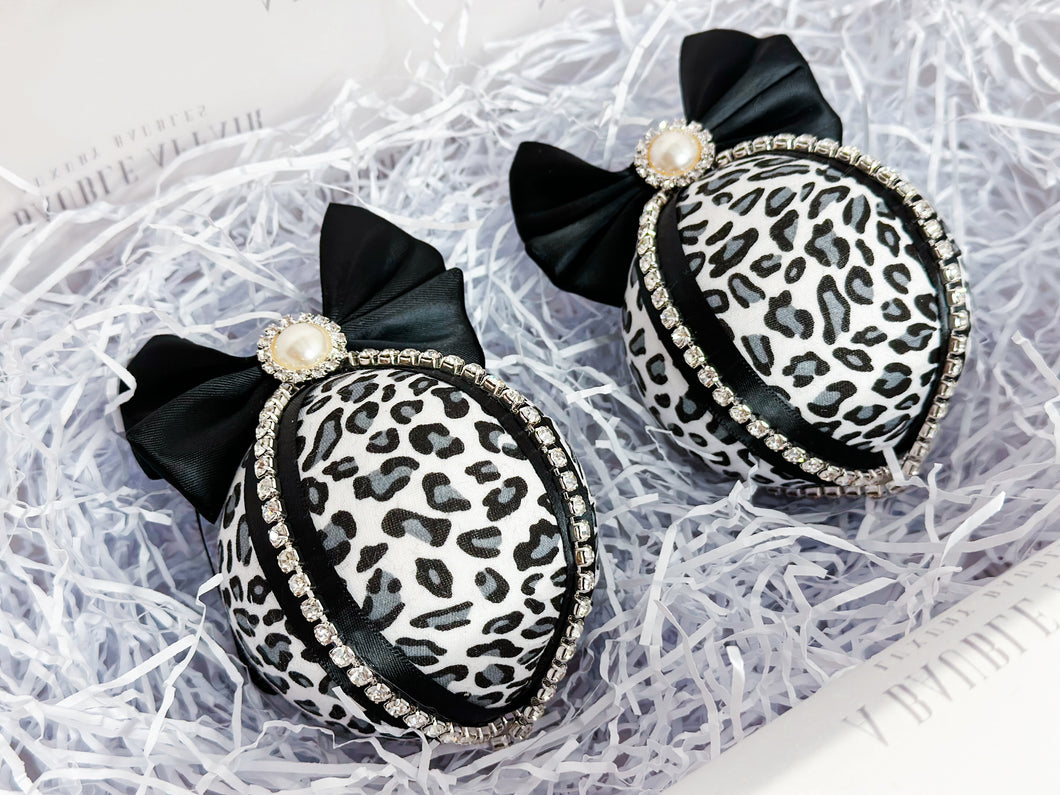 Snow Leopard Print Baubles - Set Of 2