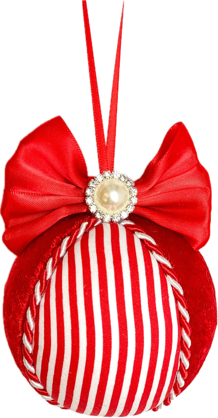 Pin Stripe Candy Cane Red & White Baubles