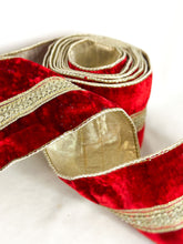 Load image into Gallery viewer, Luxury Red &amp; Gold Wired Wide Ribbon 4 Inch
