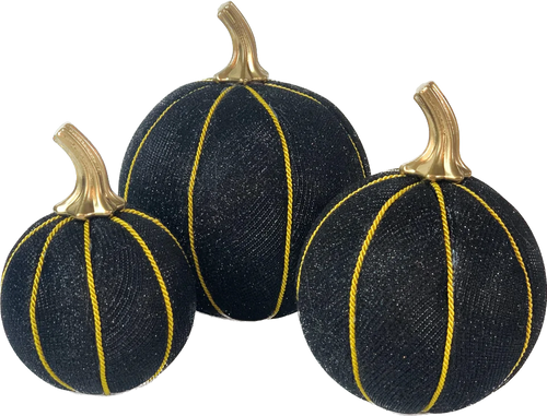 Sparkly Black Pumpkin Decoration - A Bauble Affair