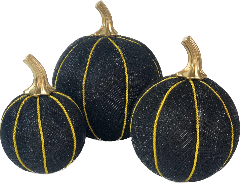 Sparkly Black Pumpkin Decoration - A Bauble Affair