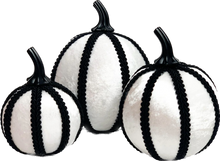 Load image into Gallery viewer, White &amp; Black Pumpkin Decoration - A Bauble Affair
