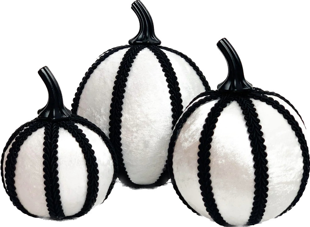 White & Black Pumpkin Decoration - A Bauble Affair