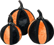 Load image into Gallery viewer, Black &amp; Orange Pumpkin Decoration - A Bauble Affair
