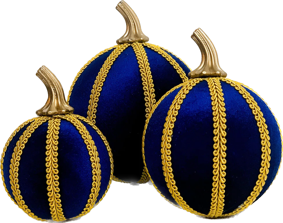 Oxford Navy Blue Pumpkin Decoration