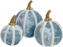 Load image into Gallery viewer, Sapphire Blue Pumpkin Decoration - A Bauble Affair
