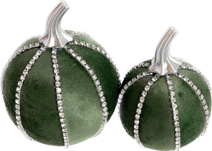 Sage Green & Silver Pumpkin Decoration