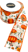 Load image into Gallery viewer, Autumn Pumpkin Wired Ribbon 2.5 Inch
