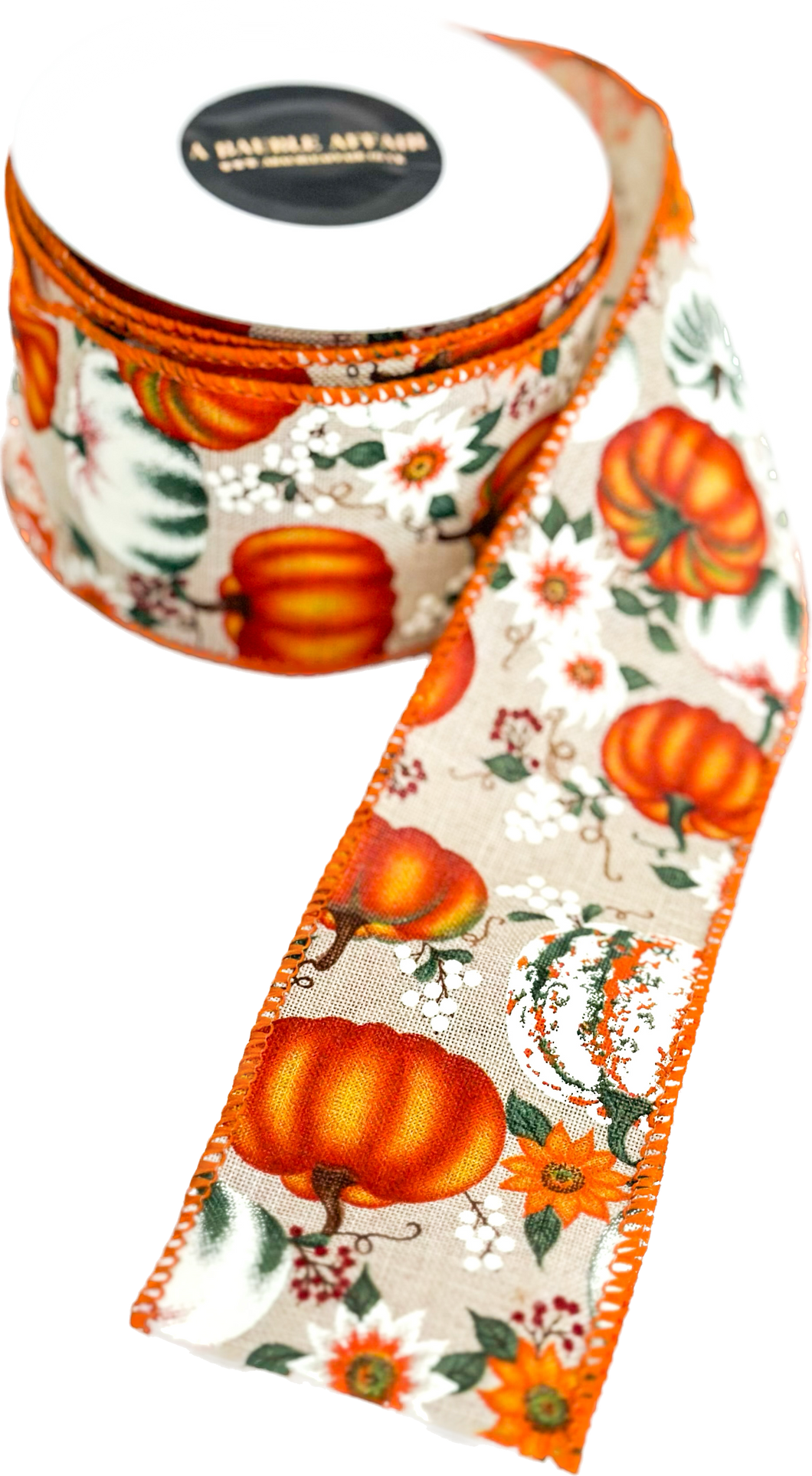 Autumn Pumpkin Wired Ribbon 2.5 Inch