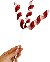 Load image into Gallery viewer, Sparkly Candy Cane Red &amp; White Picks 16 Inch
