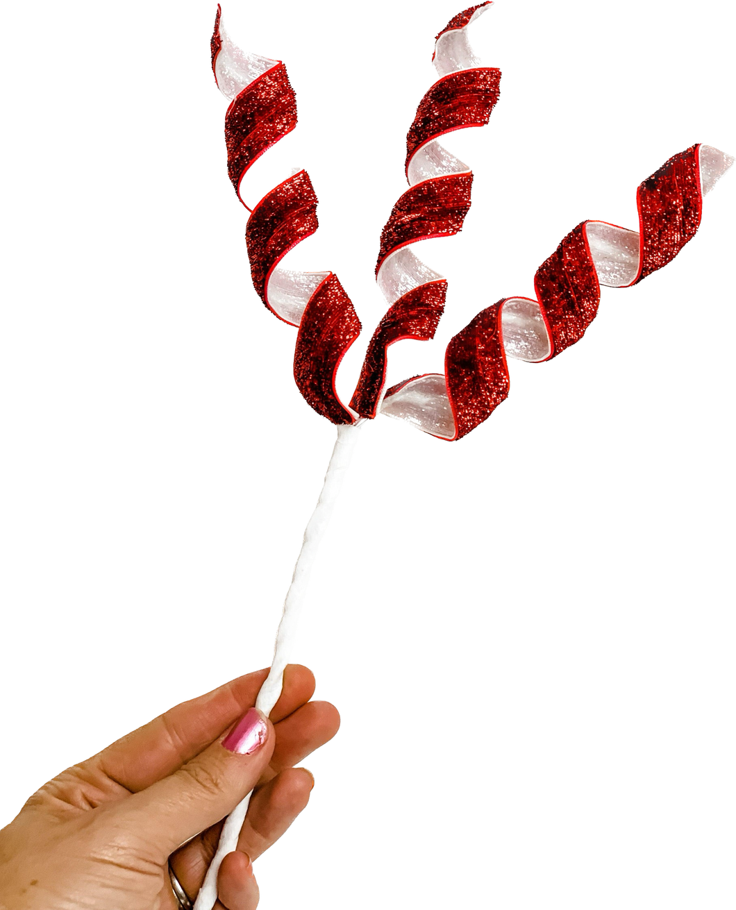 Sparkly Candy Cane Red & White Picks 16 Inch