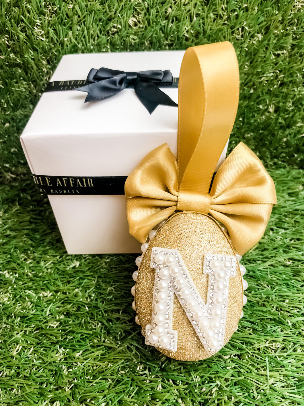 Personalised Sparkly Gold Easter Egg Bauble Gift Set - A Bauble Affair