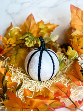 Load image into Gallery viewer, White &amp; Black Pumpkin Decoration - A Bauble Affair
