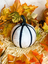 Load image into Gallery viewer, White &amp; Black Pumpkin Decoration - A Bauble Affair
