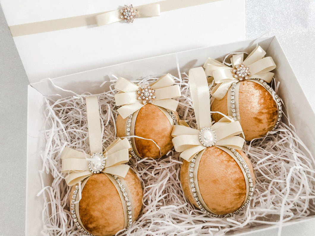 Gold Baubles - Set Of 4 - A Bauble Affair