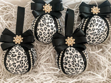 Load image into Gallery viewer, Snow Leopard Print Baubles - Set Of 4 - A Bauble Affair
