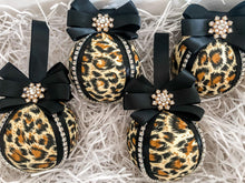 Load image into Gallery viewer, Cheetah Print Baubles - Set Of 4 - A Bauble Affair
