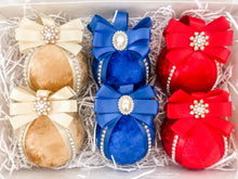 Load image into Gallery viewer, Royal Blue, Red &amp; Gold Traditional Baubles - Set Of 6 - A Bauble Affair
