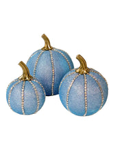 Load image into Gallery viewer, Sparkly Blue Pumpkin Decoration - A Bauble Affair
