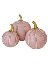 Load image into Gallery viewer, Sparkly Pink Pumpkin Decoration - A Bauble Affair
