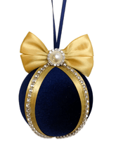 Load image into Gallery viewer, Navy Blue &amp; Gold Baubles - A Bauble Affair
