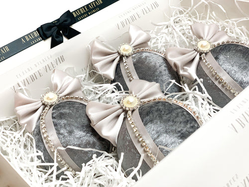 Grey Baubles - Set Of 4 - A Bauble Affair