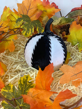 Load image into Gallery viewer, Black &amp; White Pumpkin Decoration - A Bauble Affair
