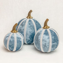 Load image into Gallery viewer, Sapphire Blue Pumpkin Decoration - A Bauble Affair
