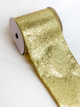 Load image into Gallery viewer, 5.5” Sparkly Gold Wired Ribbon - A Bauble Affair
