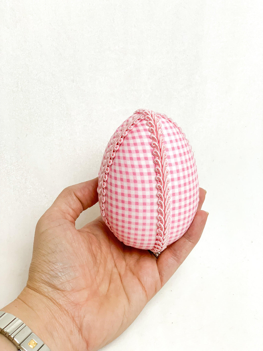 Large Easter Egg - Gingham Pink - A Bauble Affair