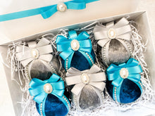 Load image into Gallery viewer, Turquoise &amp; Silver Baubles - Set Of 6 - A Bauble Affair
