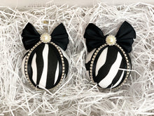 Load image into Gallery viewer, Zebra Print Baubles - Set Of 2 - A Bauble Affair
