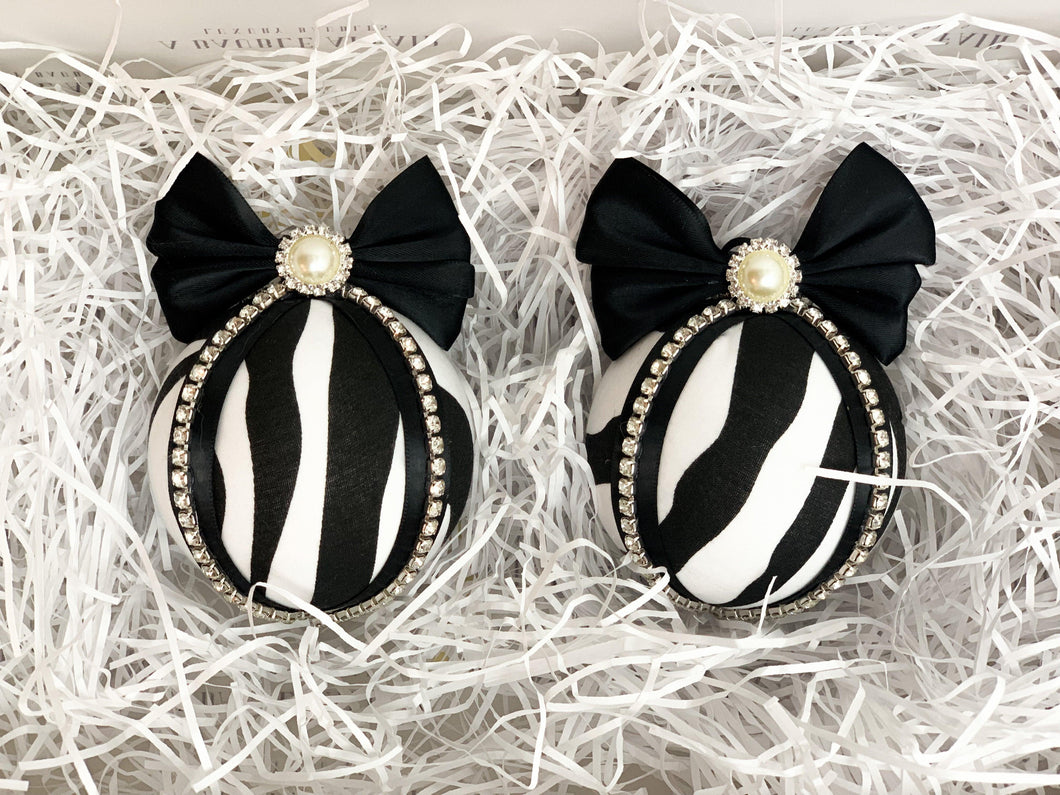 Zebra Print Baubles - Set Of 2 - A Bauble Affair