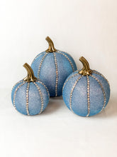 Load image into Gallery viewer, Sparkly Blue Pumpkin Decoration - A Bauble Affair
