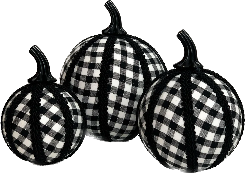 Gingham Checked Pumpkin Decoration